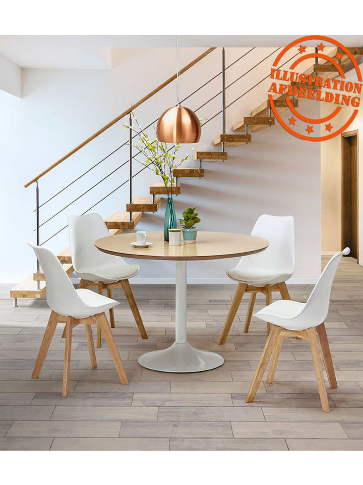 KADIMA DESIGN Runder Esstisch Weiß Holz Metall | Zeitloses Design günstig kaufen