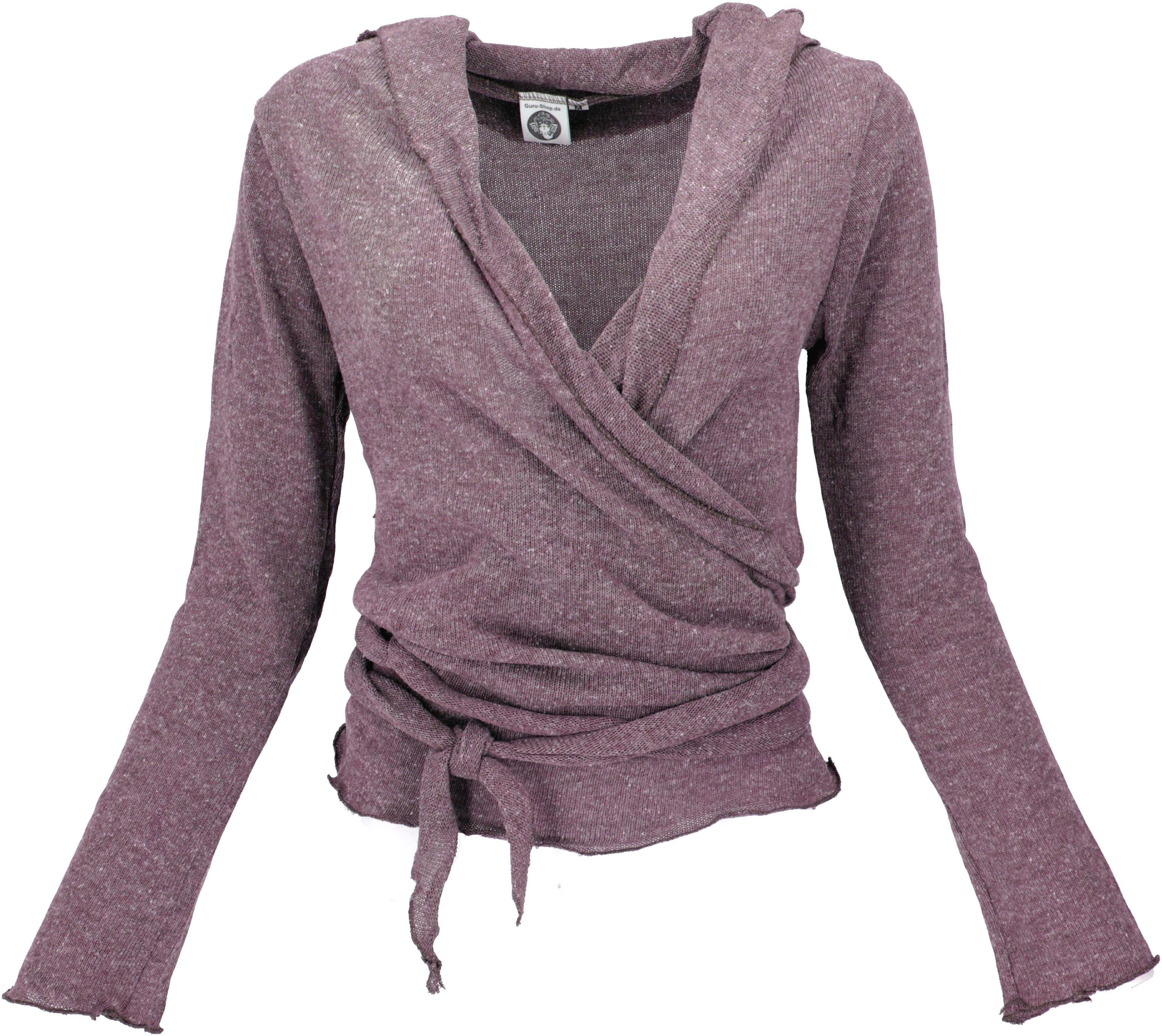 Guru-Shop Longsleeve Wickelshirt, Baumwollstrick Pullover,.. alternative Bekleidung