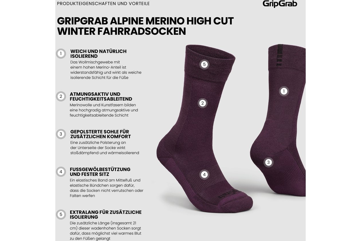 GRIPGRAB Alpine Merino High Cut Winter Socken - 2023
