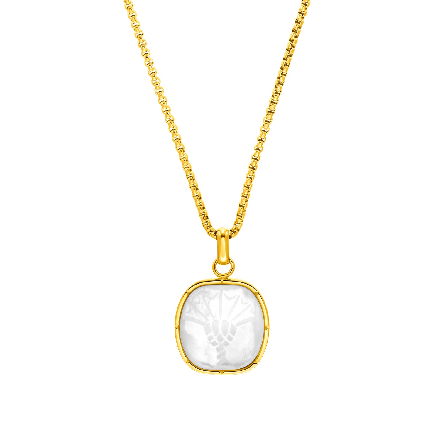 Kette mit Anhänger für Damen. Edelstahl. Perlmutt