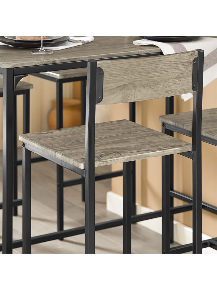 SoBuy Bartisch in Natur und Schwarz - Tisch(B)100 x (H)87 x (T)45cm/Hocker(B)39 x (H)95 x (T)41cm günstig kaufen onesize