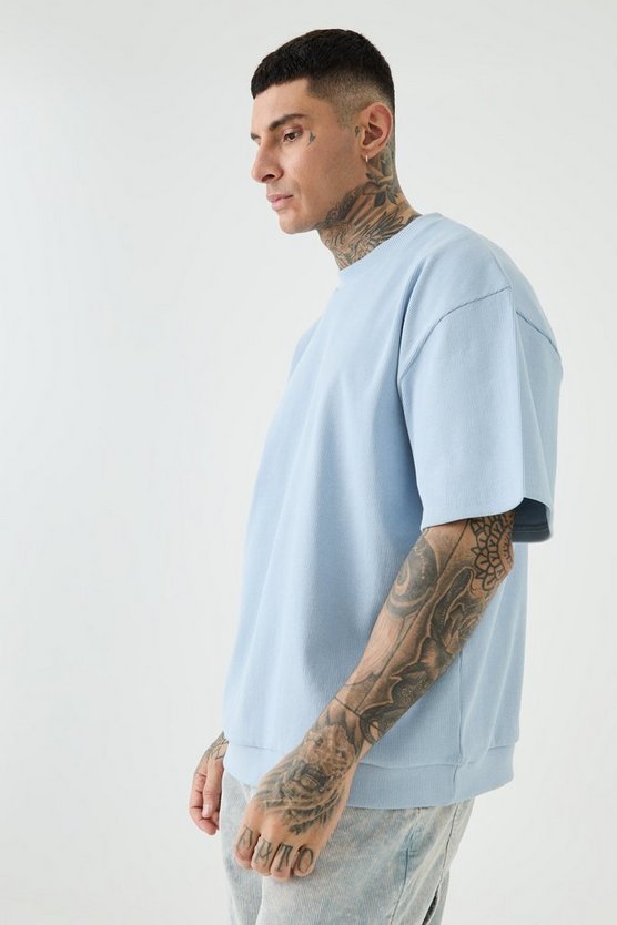Tall kurzärmliges geripptes Oversize Sweatshirt