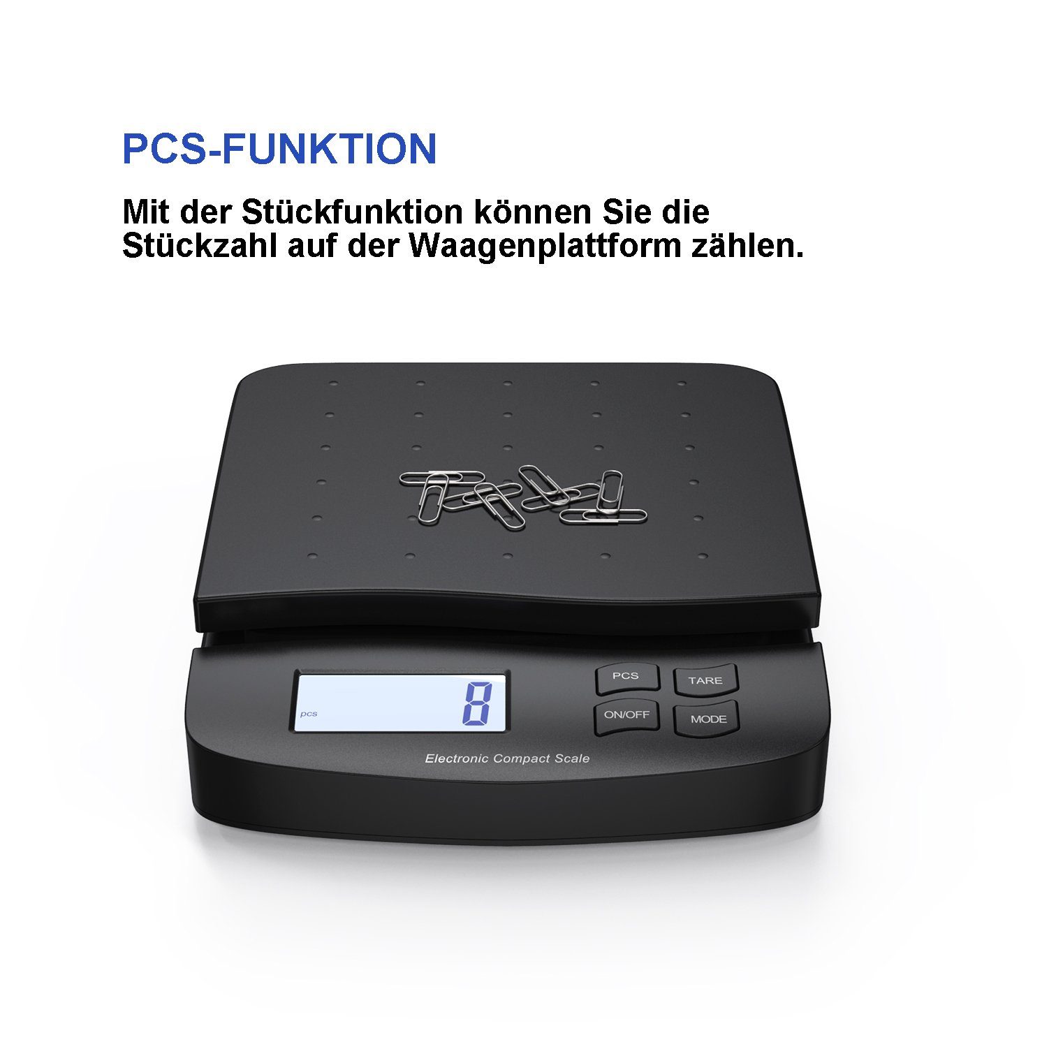 Zedelmaier Feinwaage Digitale Waage, eine Waage für alle Zwecke (Haus/Büro/Lager/Markt), bis 30kg, Tara, PCS,ABS, Batterien enthalten