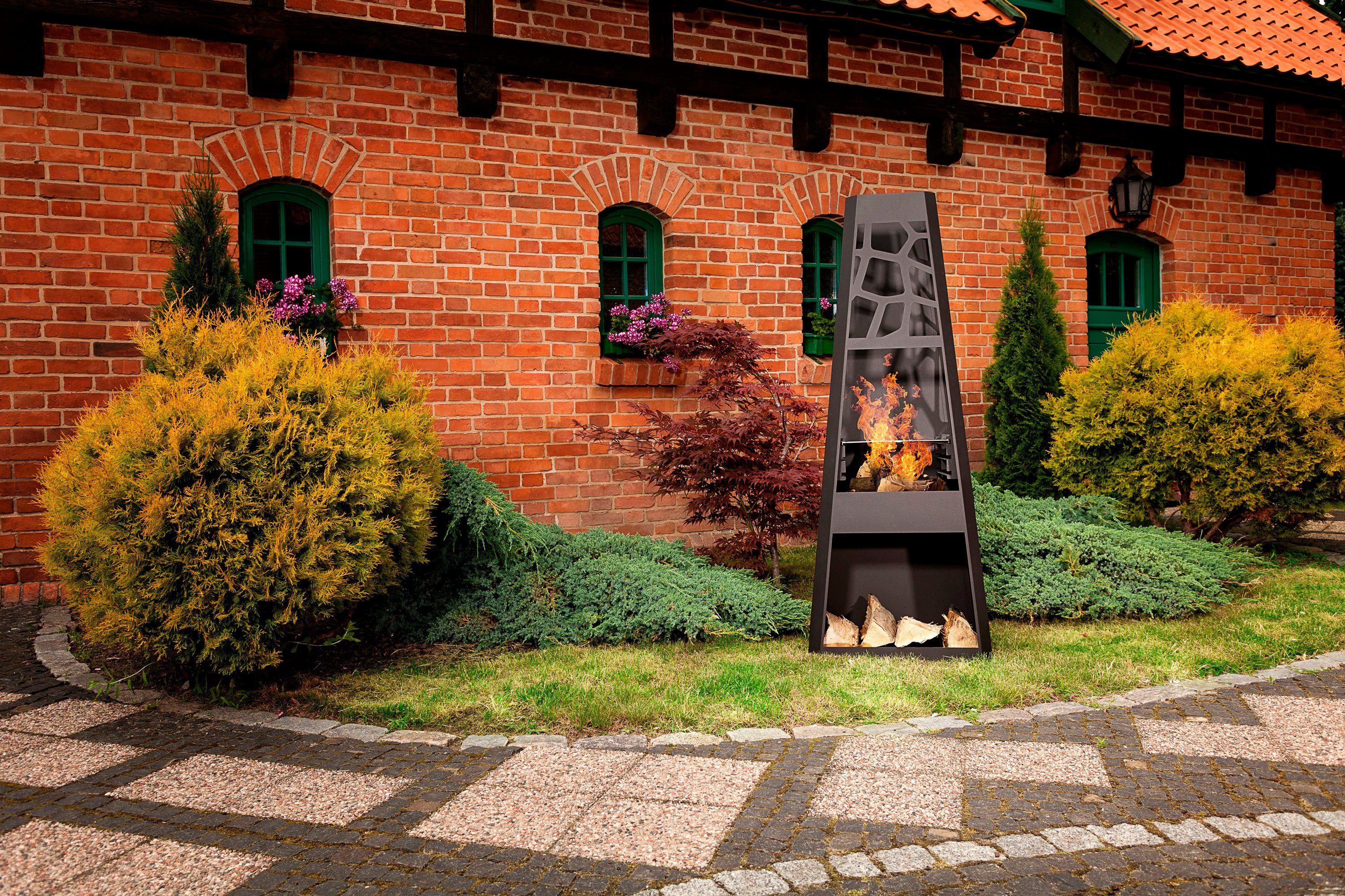 dobar Feuerstelle XXL, Gartenkamin, BxLxH: 57,5x38x148 cm, inkl. Grillrost