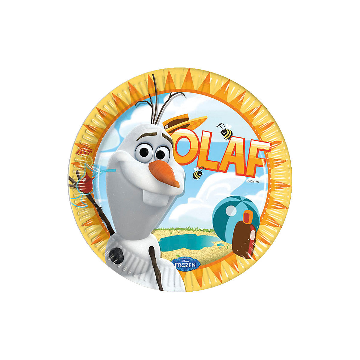 Papp-Partyteller   Die Eiskönigin Olaf Summer, Ø 23 cm, 8 Stück