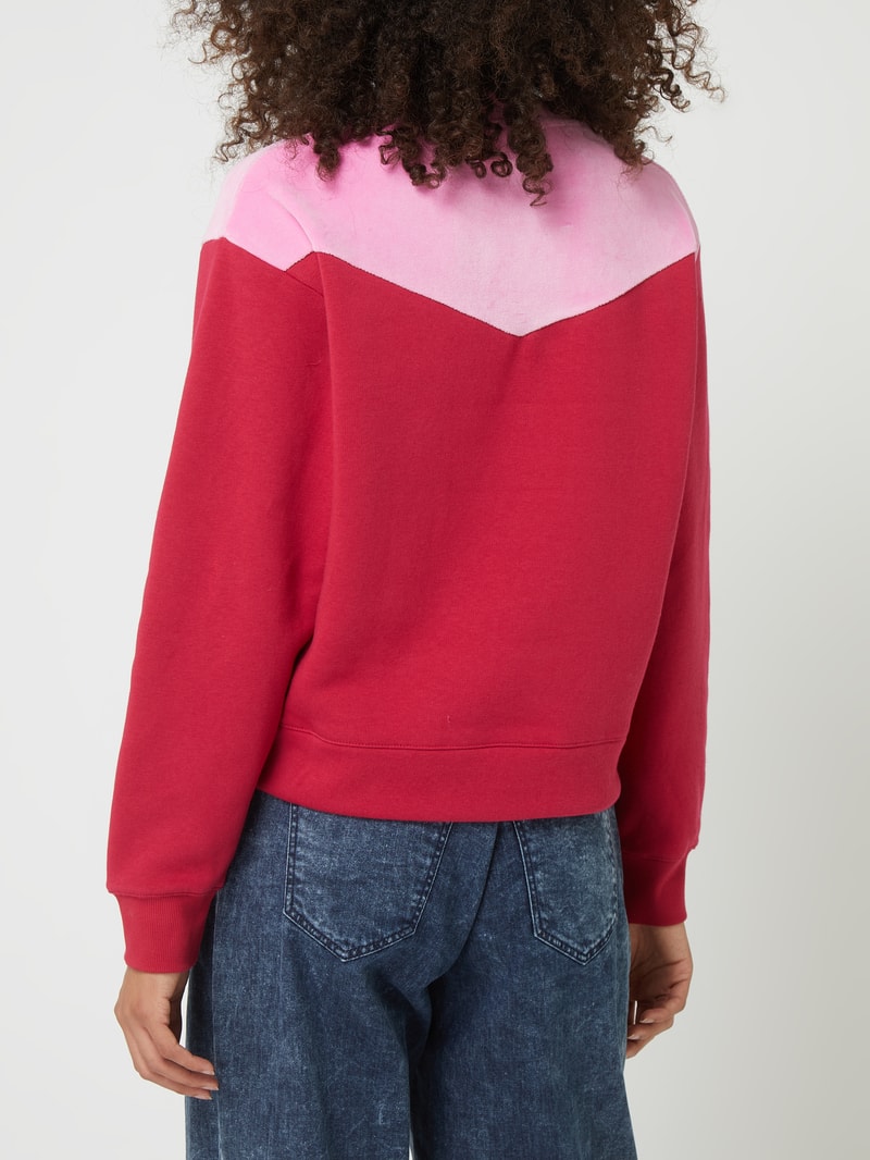 Regular Fit Sweatshirt mit Kontrasteinsatz in kirschrot