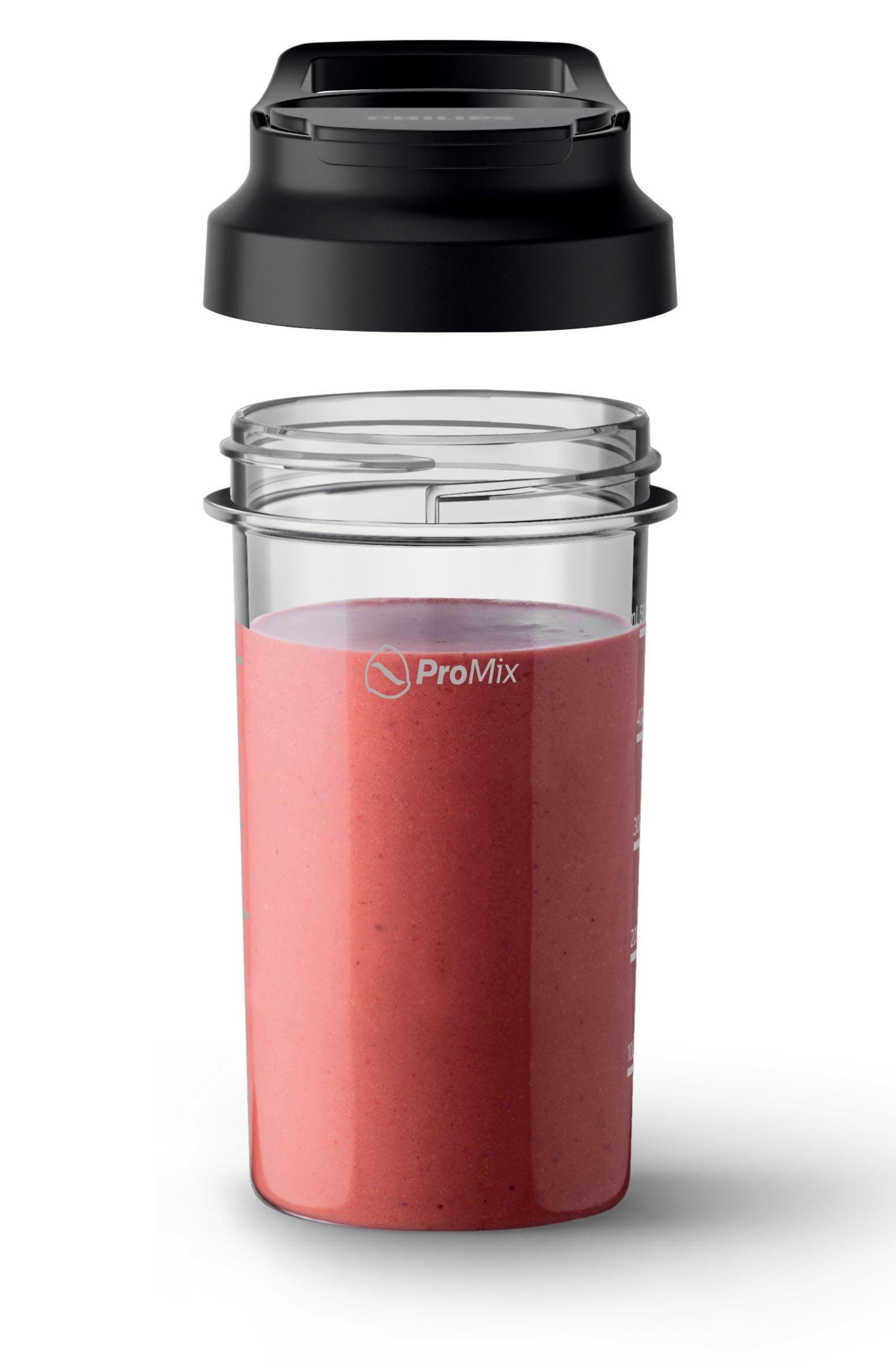 Philips Stabmixer HR2657/90 Viva, 800 W, inkl. 2-in-1 Togo Trinkflasche, Spiralschneider, Schneebesenaufsatz