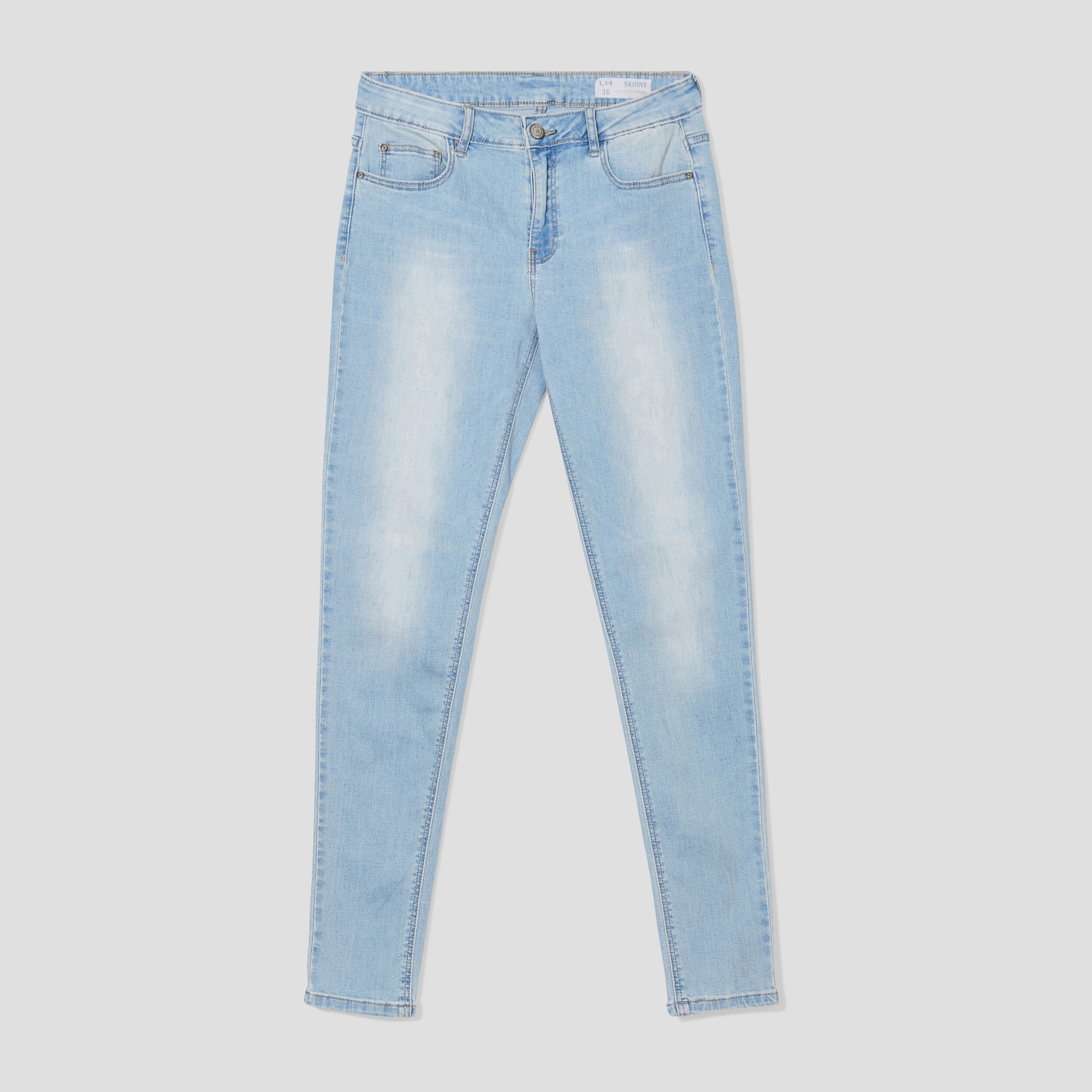 Jeans skinny taille basse denim double stone femme | La Halle