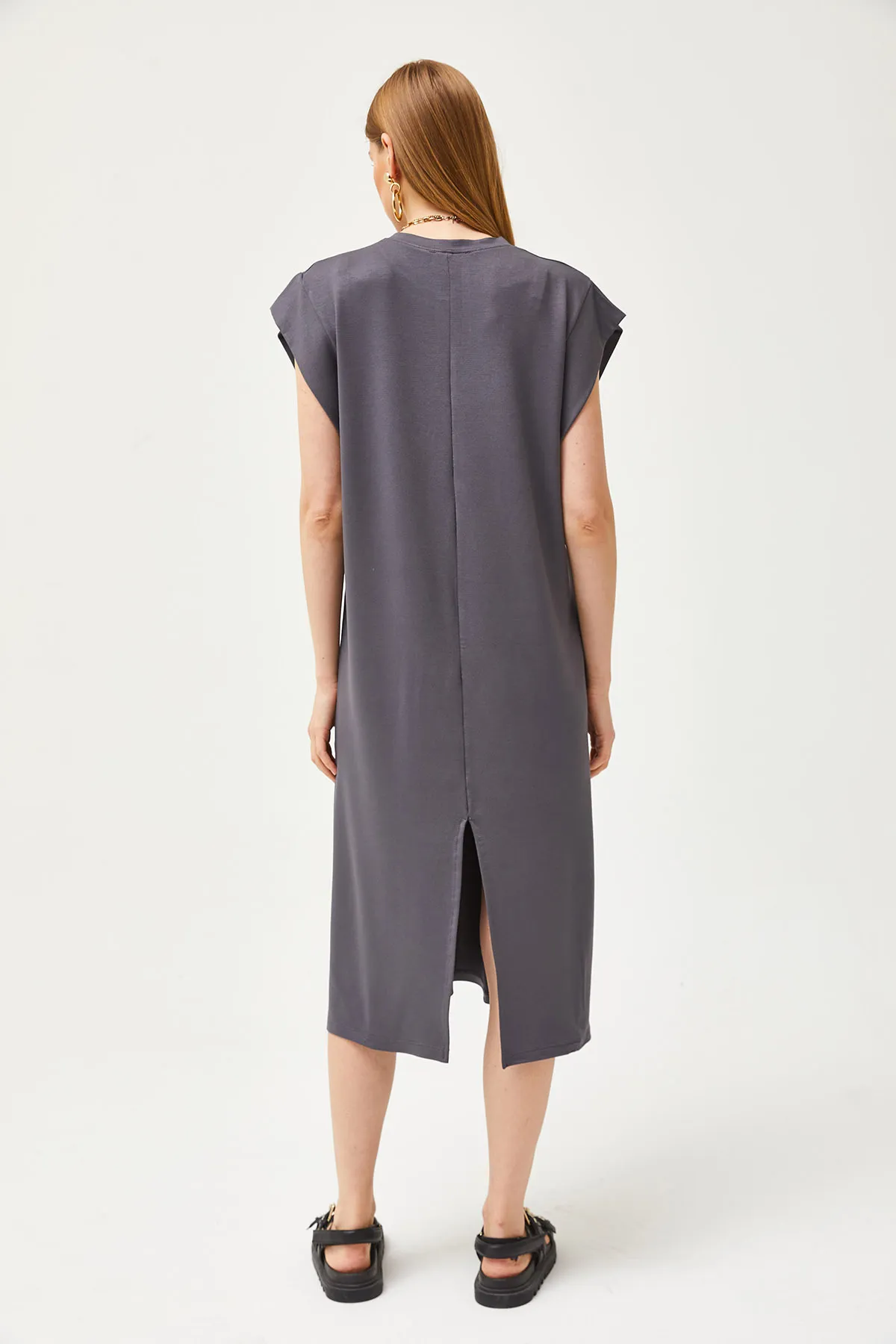Olalook  Damen Geräuchertes Unterarmstück Rückenschlitz Kristall Kleid ELB-19002085