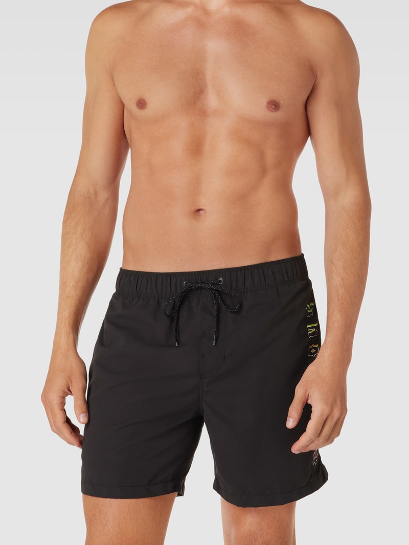 Badehose mit Label-Detail Modell 'ALL DAY HERITAGE' in schwarz