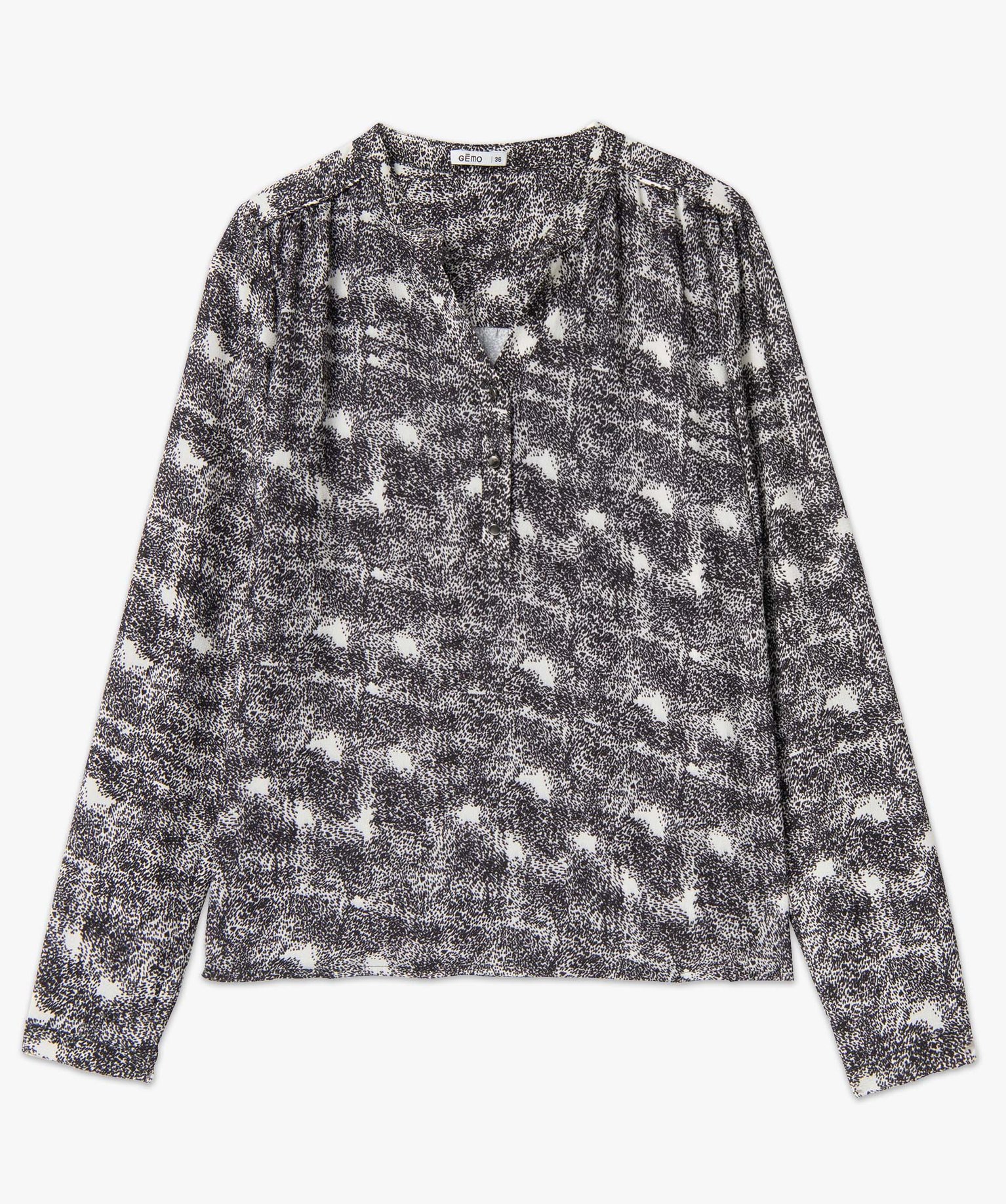 Blouse femme à motifs avec manches retroussables imprime | GEMO