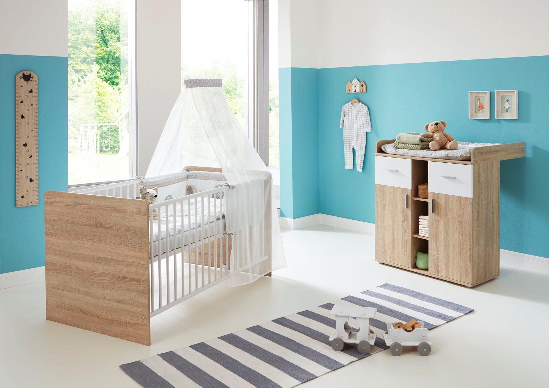 BMG Möbel Babymöbel-Set Maxim, (Set, 2-St., Bett + Wickelkommode), Bett + Wickelkommode