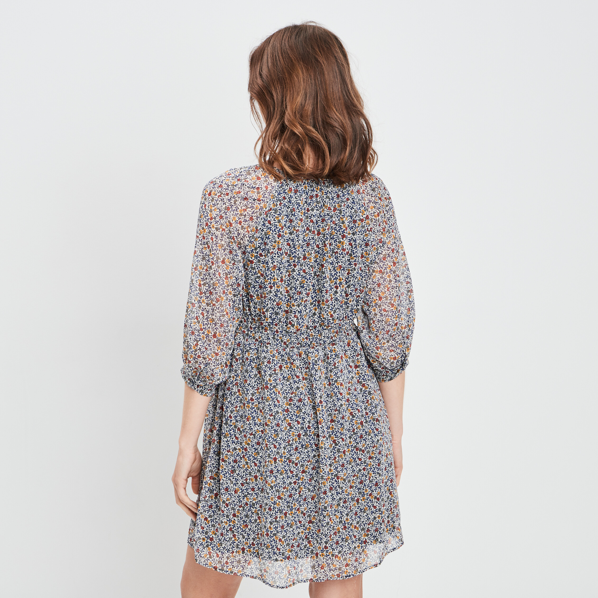 Robe droite manches 3 4 bleu femme | La Halle