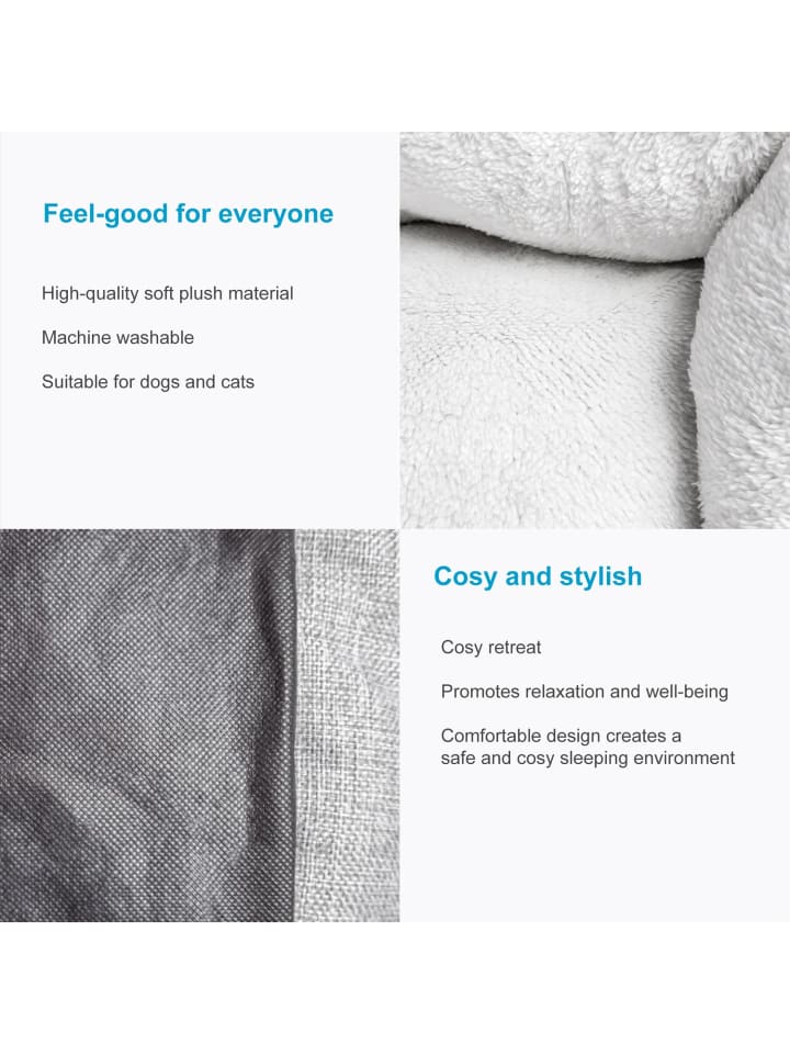 Intirilife Hundebett Katzenbett 50 x 40 x 13 cm in Grau - 60 x 47 x 13 cm günstig kaufen 60 cm