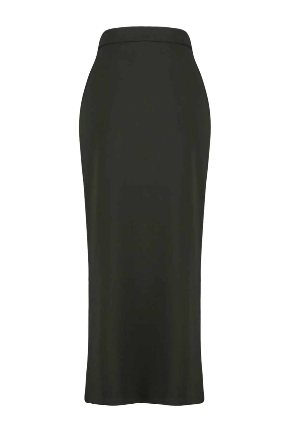 Trendyol Collection  Khakifarbener eleganter Maxirock aus Crêpe mit Schlitz und hoher Taille aus Stretch-Strick TWOSS23ET00351