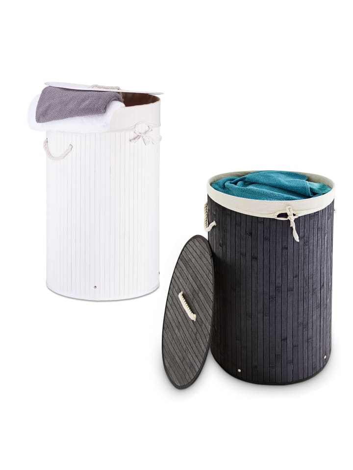 relaxdays 2x Wäschekorb in Schwarz/ Weiß - Je 80 l günstig kaufen onesize
