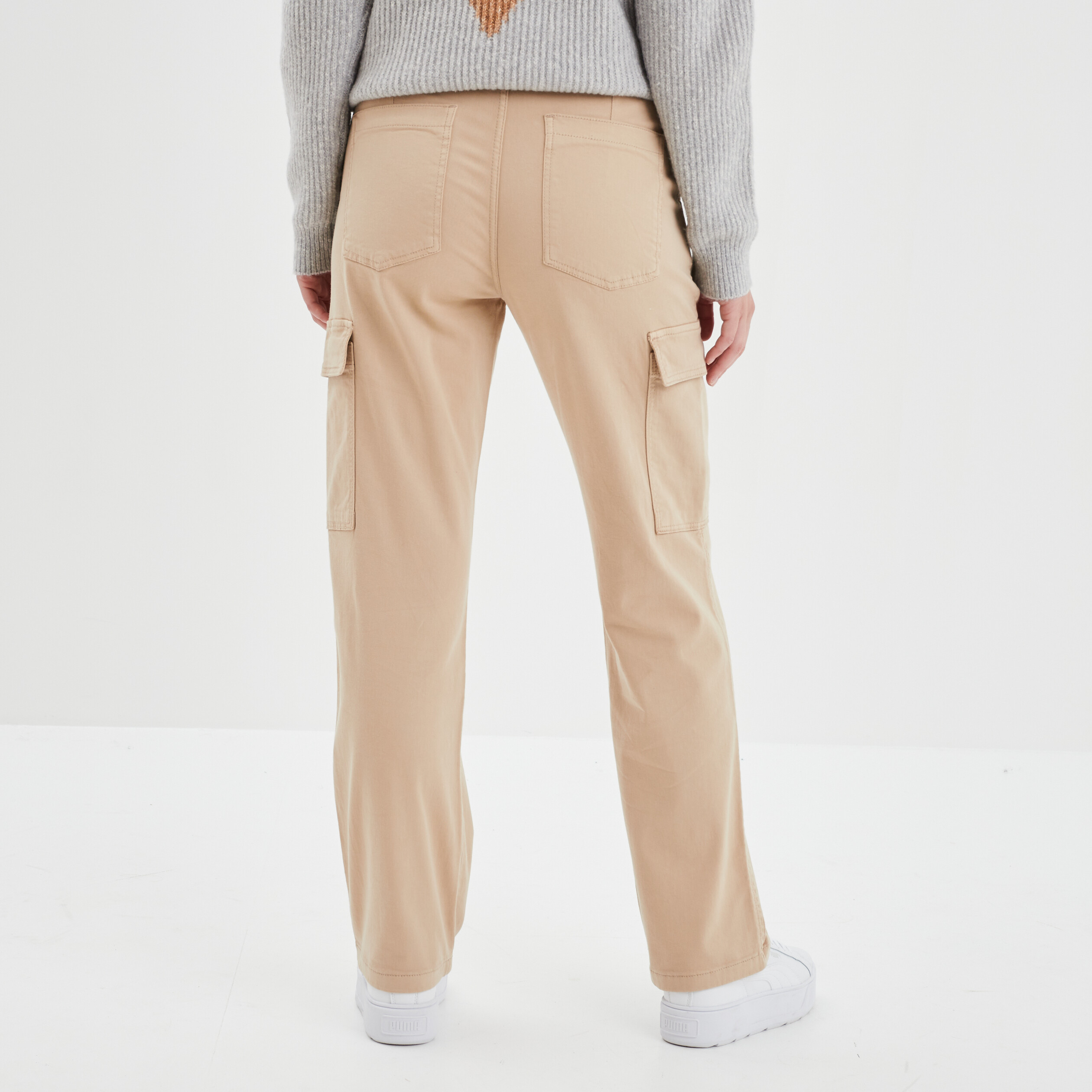Pantalon cargo droit sable femme | La Halle