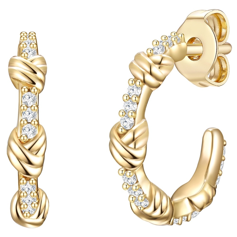 Glanzstücke München Créoles en argent Argent sterling Oxyde de zirconium (CZ) en Or jaune Boucles d'oreilles