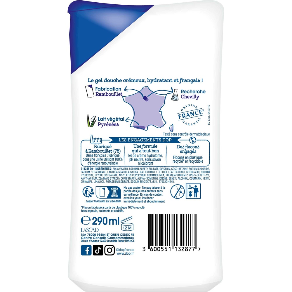 DOP Dop Douche Douceurs de nos régions LaitVégétal des Pyrénées 290ml Gel douche