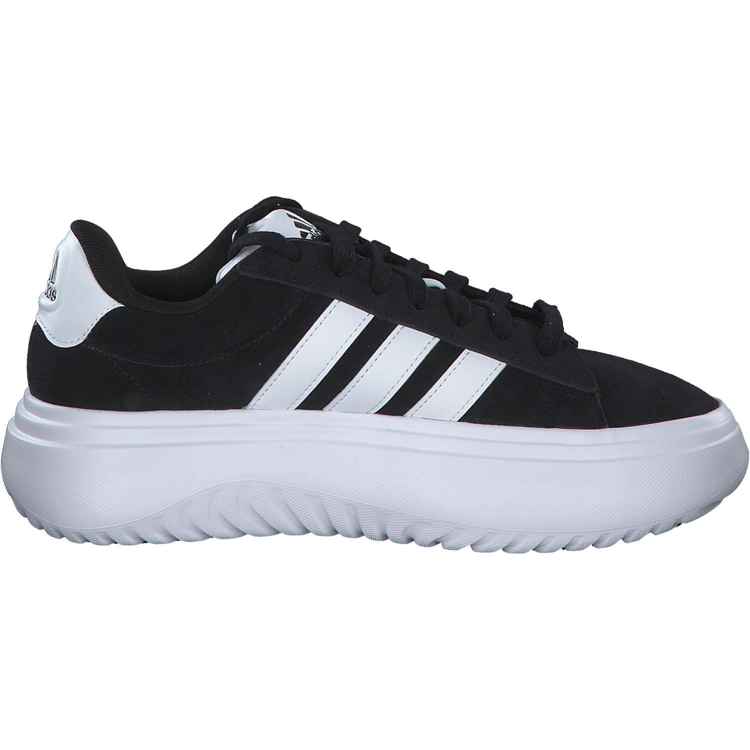 Adidas Grand Court Platform Suede, Schnürschuhe, Damen, Schwarz