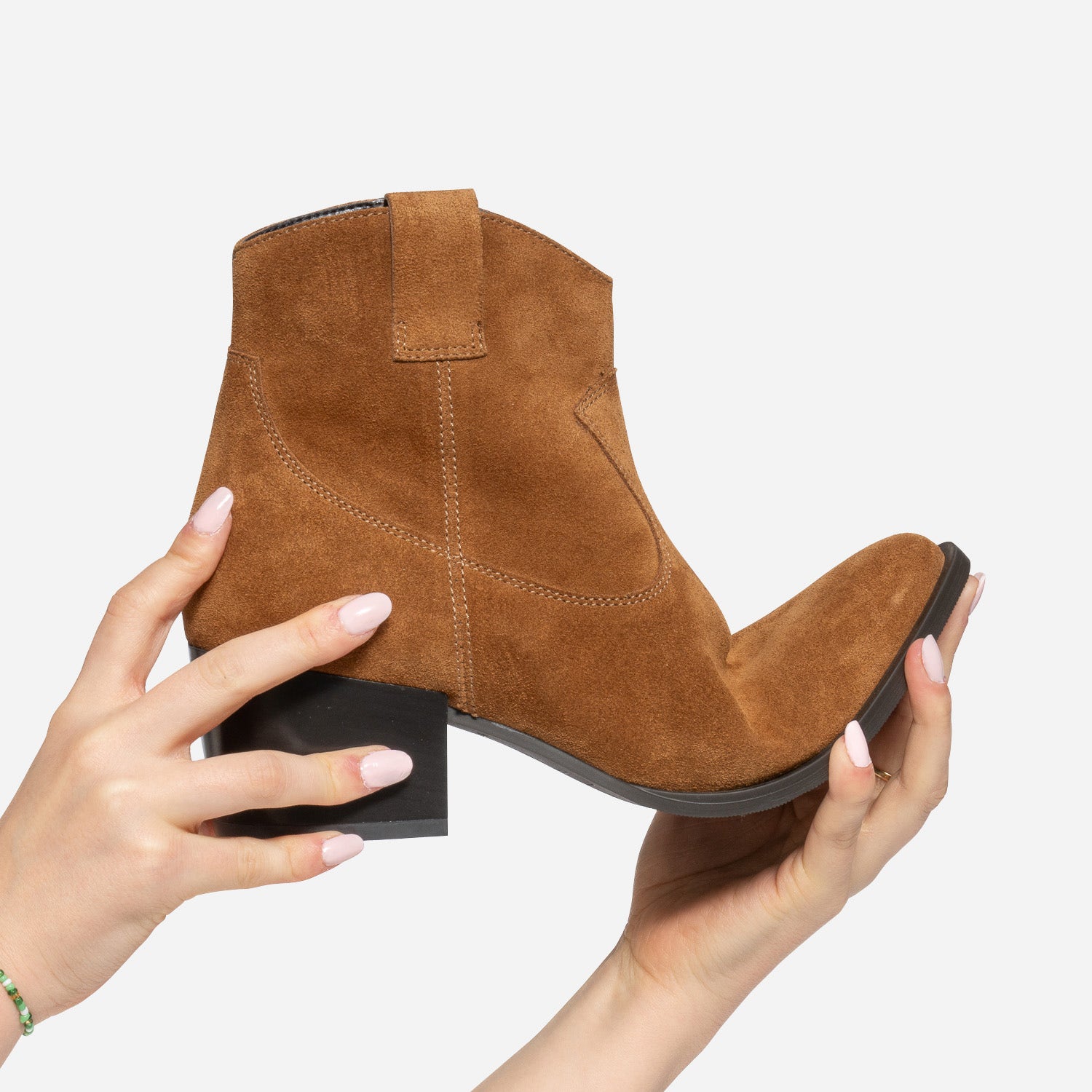 Boots Western TEXTO cognac cuir velours