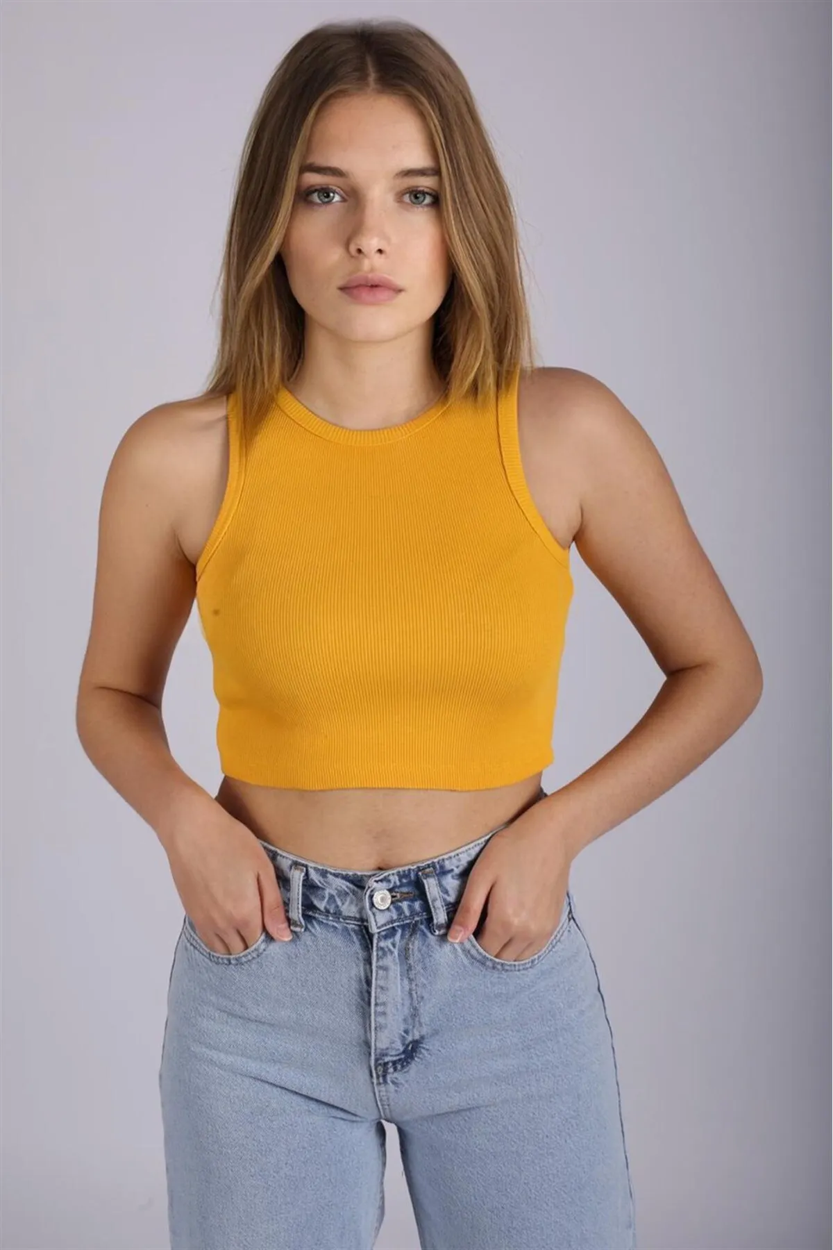 Madmext  Mad Girls Gelbes Crop Top Mg1113