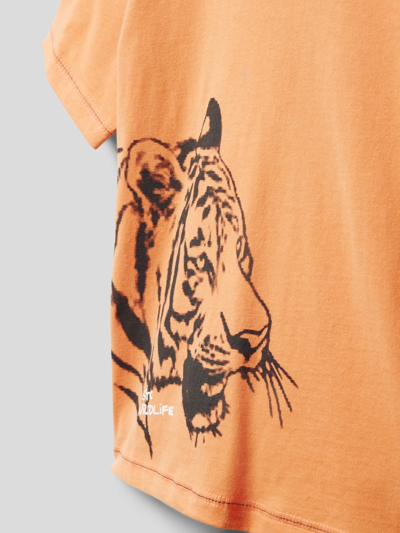 T-Shirt mit Motiv-Print in orange