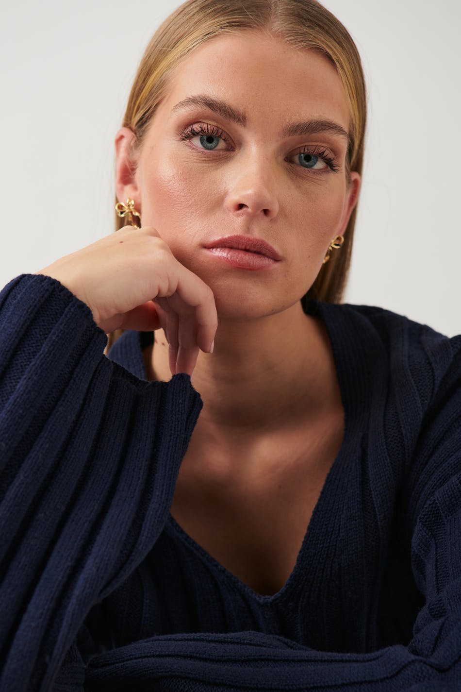V-neck knitted sweater