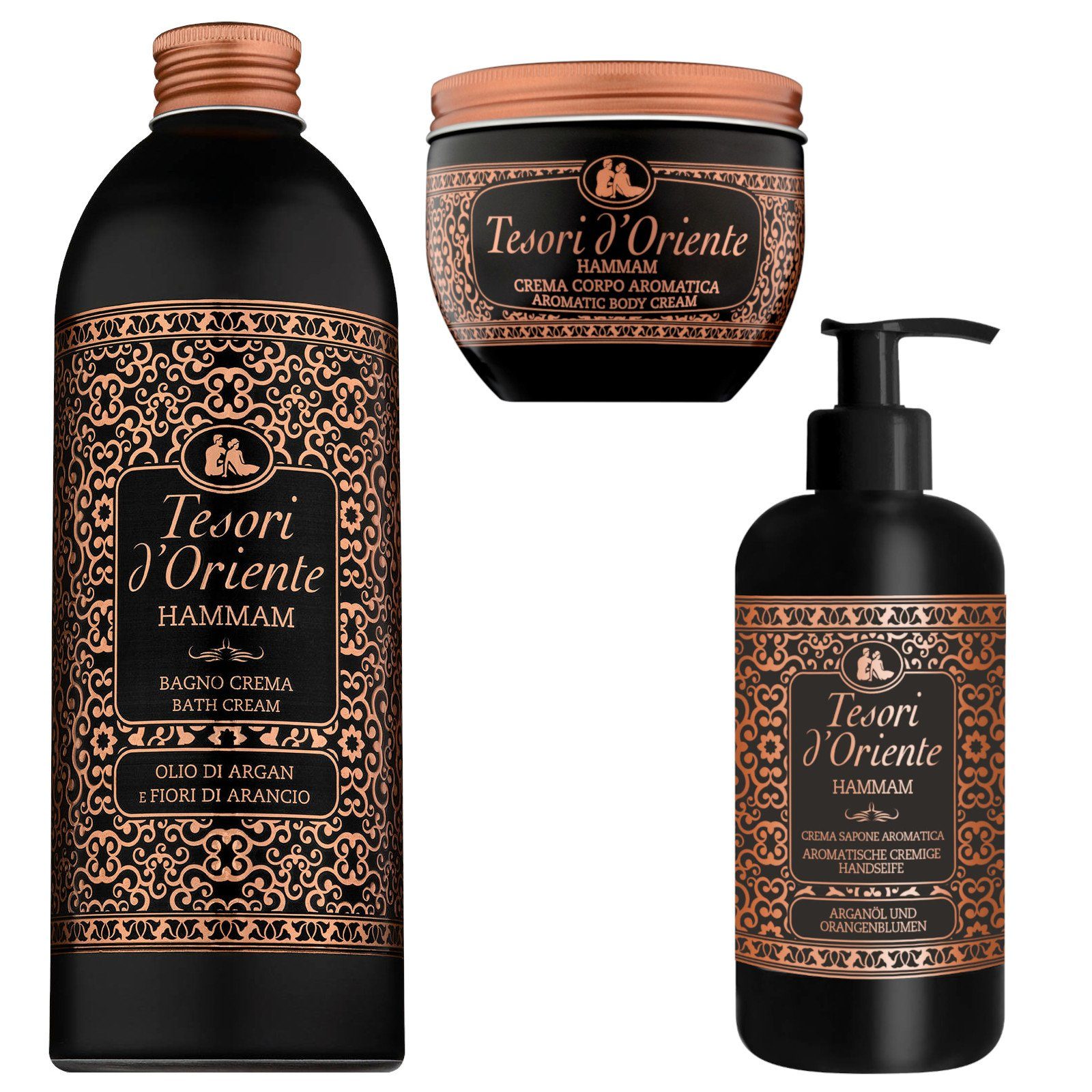 Tesori d´Oriente Pflege-Geschenkset TESORI D'ORIENTE Hammam Wellbeing SET, Cremebad Körpercreme Seife Set