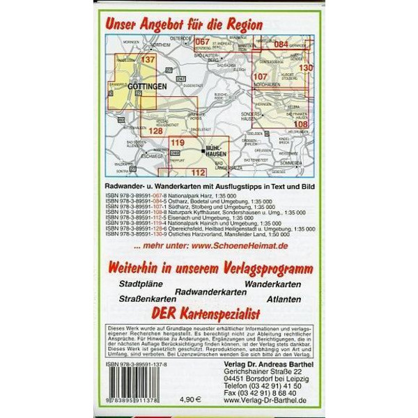 Radwander- und Wanderkarte Göttingen und Umgebung 1 : 35 000 - Wanderkarte