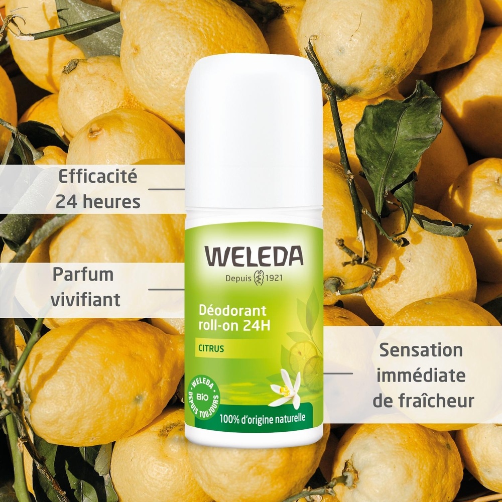 WELEDA Duo Déodorant roll-on 24H Citrus - 2 x 50 ml Hygiène