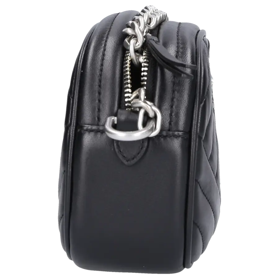 Tory Burch - Handtasche KIRA CHEVRON SMALL CAMERA Kalbsleder - schwarz