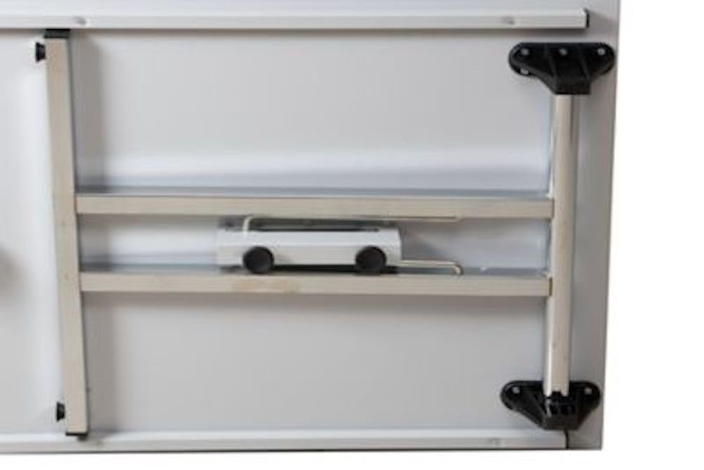 PROREGAL® Klapptisch Klapptisch Lizard, T-Fuß-Gestell-Eckig, HxBxT 75x140x70cm, Chrom-Grau