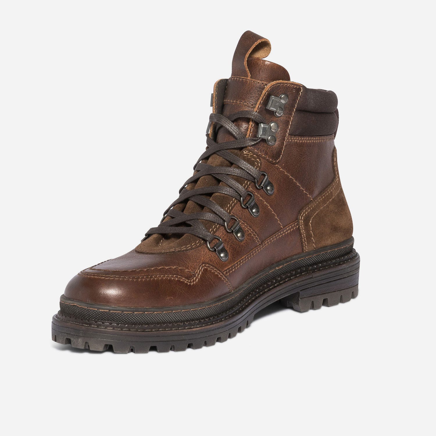 Boots à lacet marron en cuir esprit montagne