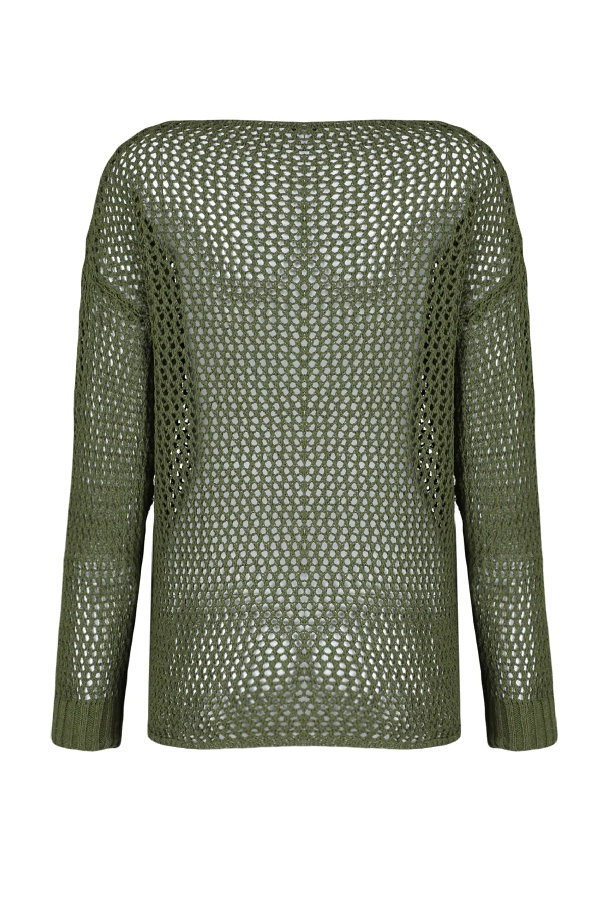 Trendyol Collection  Khakifarbener Strickpullover aus Baumwolle mit Lochmuster und super weiter Passform TWOAW20FV0184