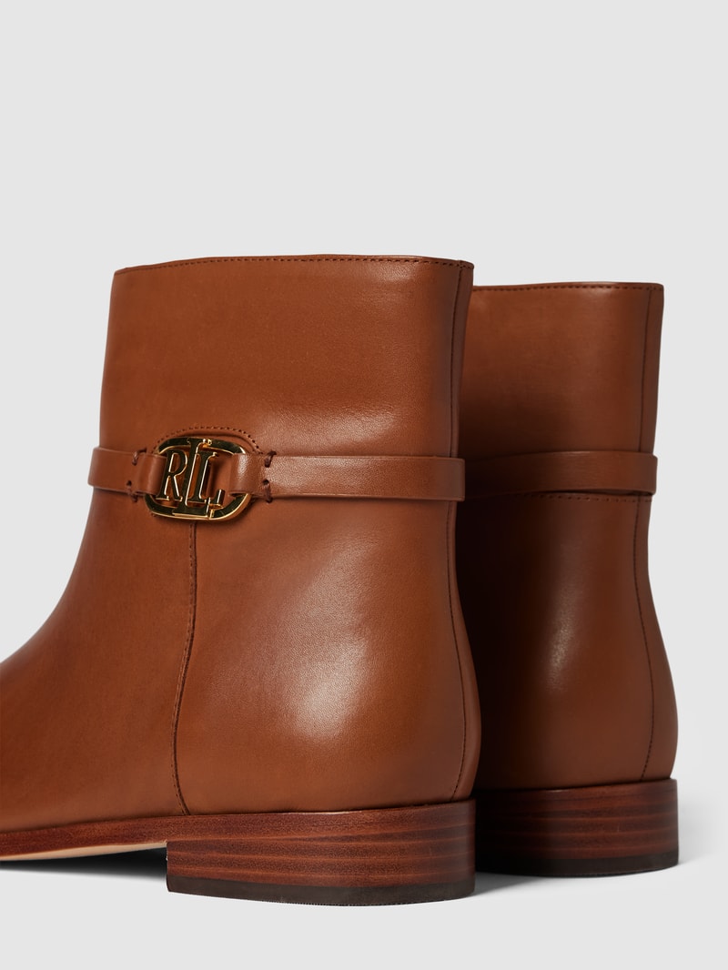 Stiefel mit Label-Applikation Modell 'BRIELA' in cognac