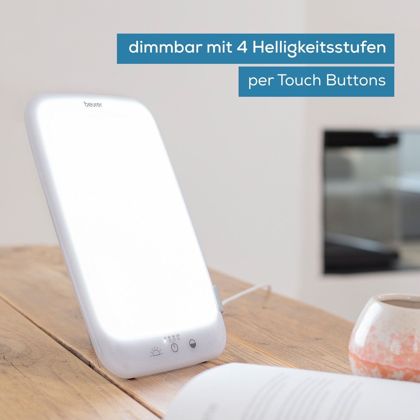 Beurer Tageslichtlampe TL 35-Tageslichtlampe mit 4-stufigem Dimmer, 3 einstellbaren Farbtemperaturen und praktischer Aufbewahrungstasche