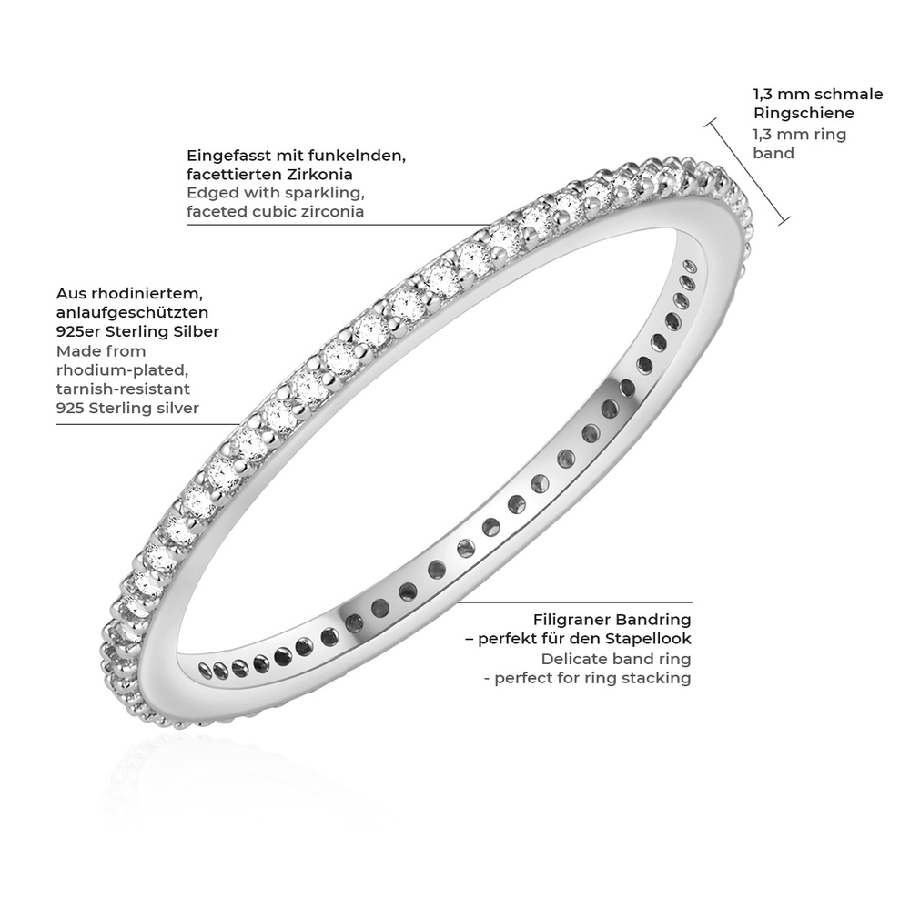 Glanzstücke München Bague en argent Argent sterling Oxyde de zirconium (CZ) en Argent Bague