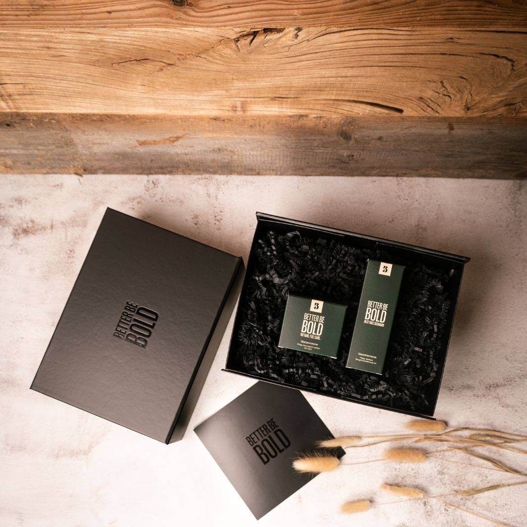 Geschenkbox für glückliche Glatzenträger