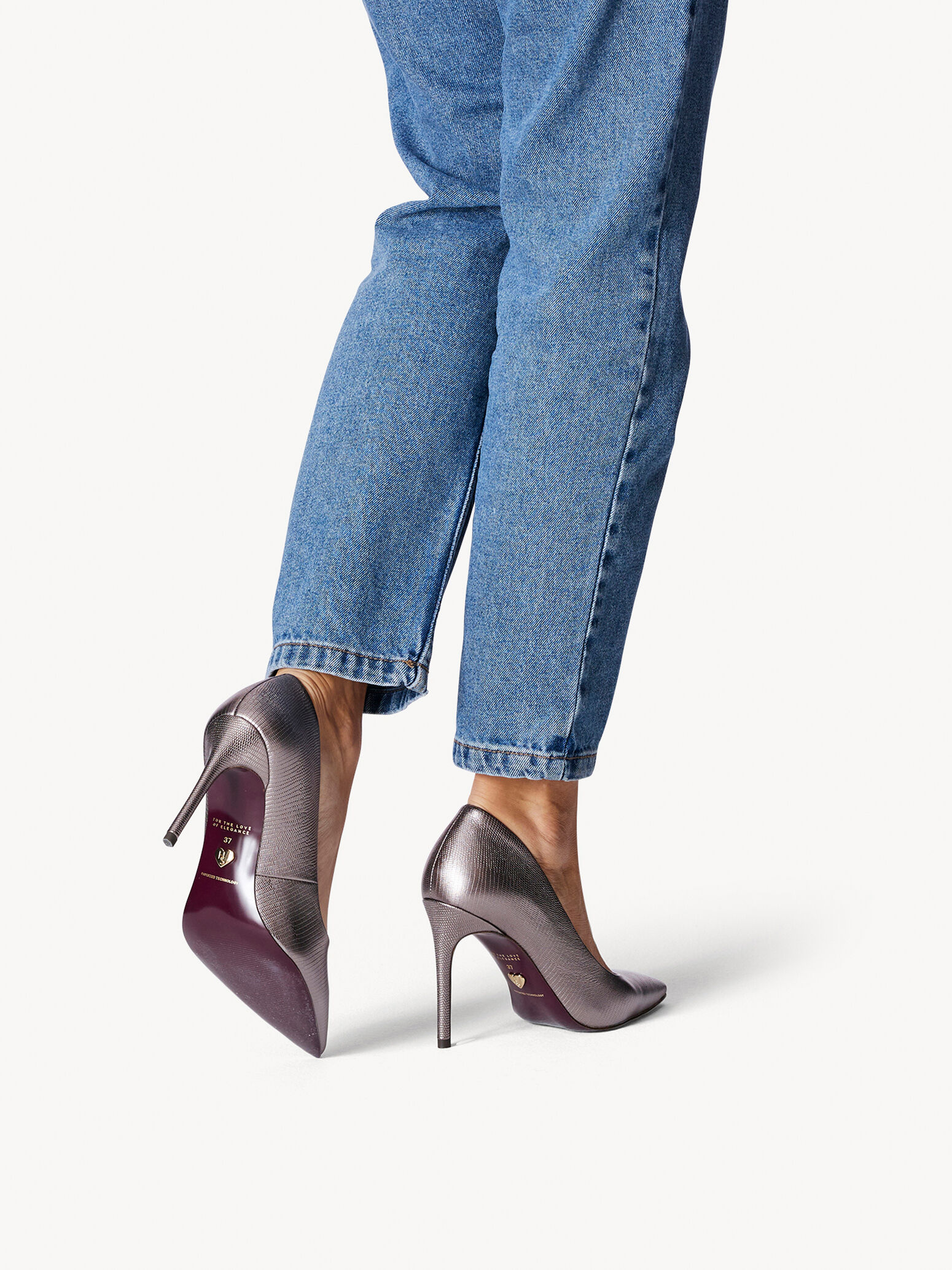 Escarpin en cuir - métallique