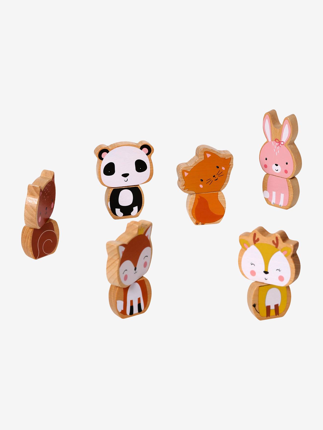 Vertbaudet Magnet-Tiere zum Zusammensetzen, Holz FSC - rosa