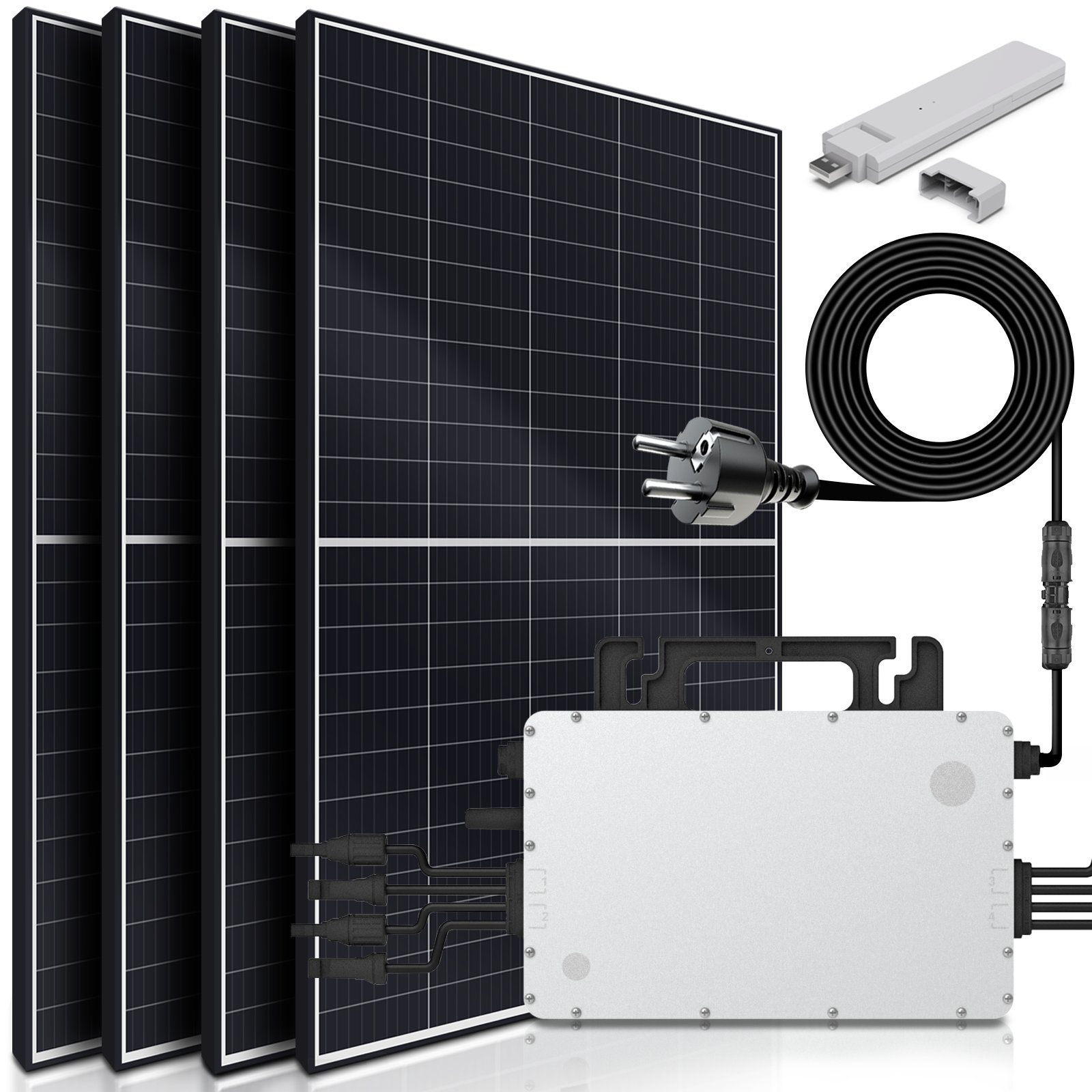 SUNNIVA Solaranlage Balkonkraftwerk 2200W, 1500,00 W, Monokristallin, (HOYMILES Wechselrichter (drosselbar auf 600W oder 800W), Solaranlage Komplettset mit 5m Anschlusskabel für Schuko Steckdose, Balkon Mini-PV Anlage mit WIFI APP und Stromerzeugung