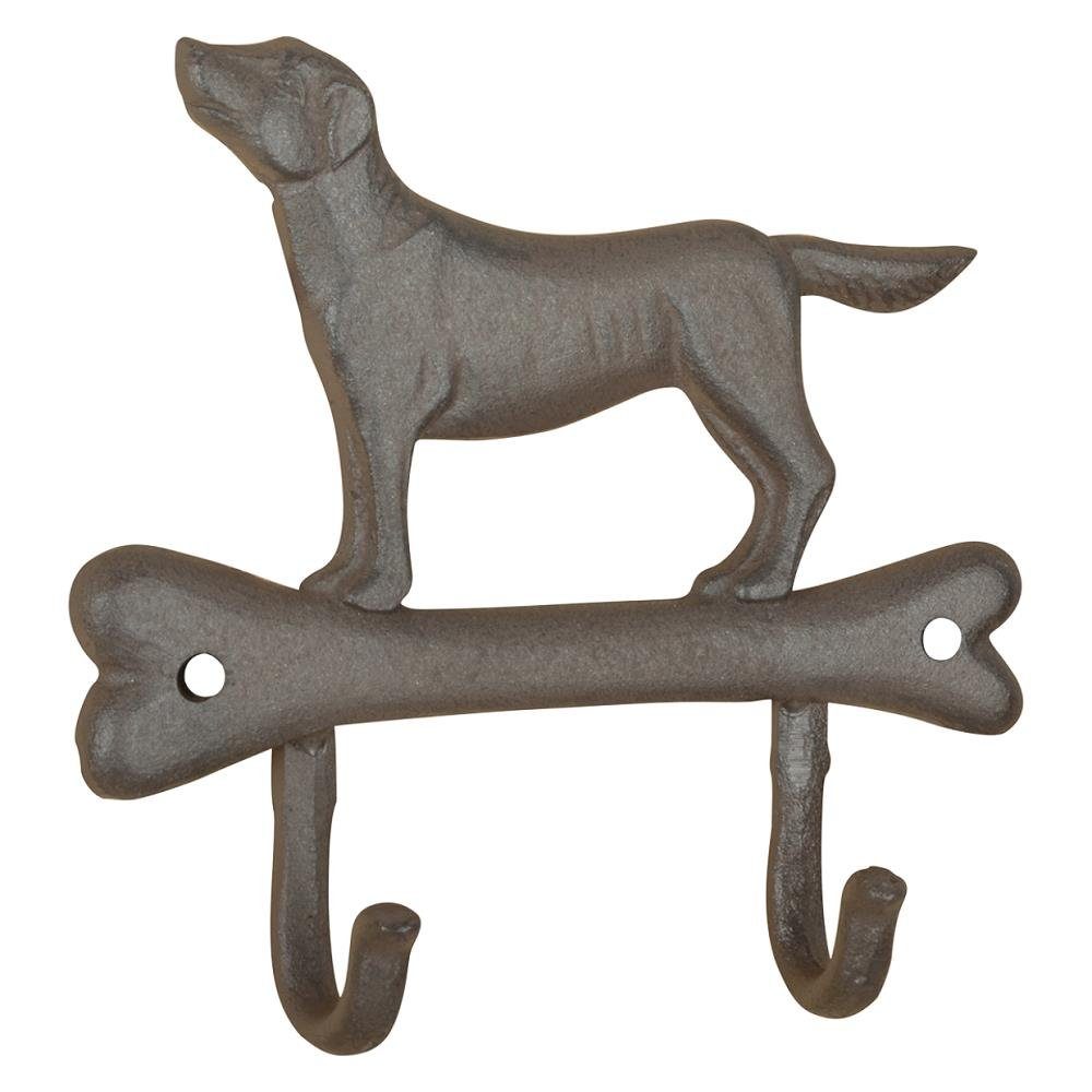 Linoows Wandhaken Wandhaken Hund auf Knochen Hakenleiste Garderobenhaken Haken, alle Räume, (1-St), Anzahl der Haken 2