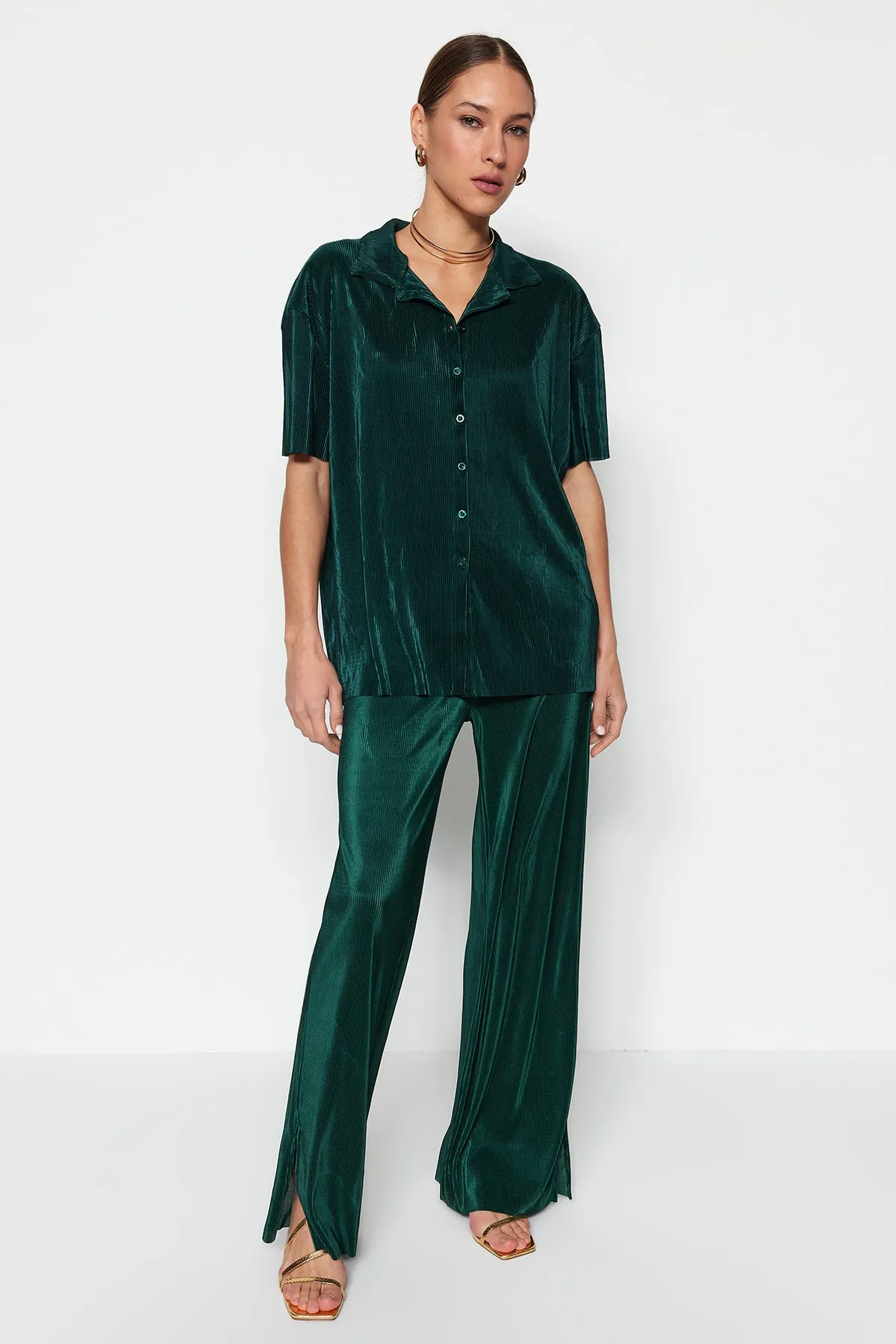 Trendyol Collection  Hemd - Grün - Relaxed Fit