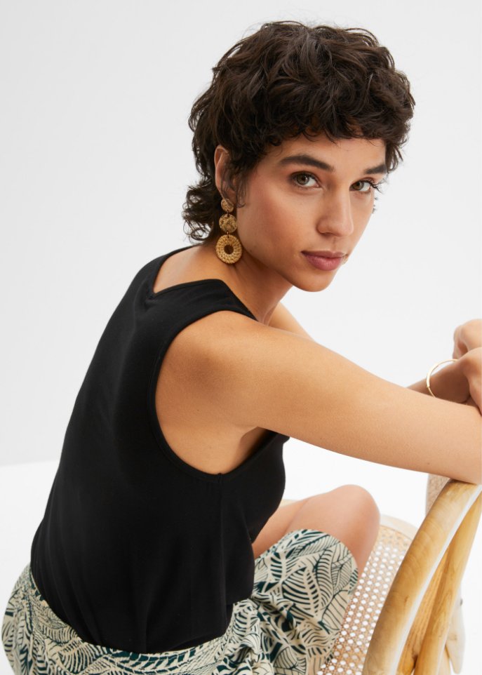 Jersey-Top mit Bindedetail in A-Linie