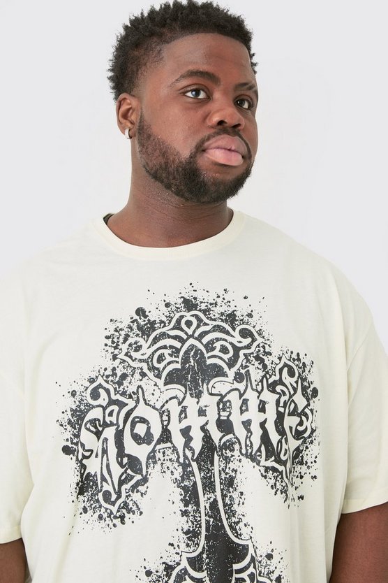 Plus Oversize T-Shirt mit Homme-Print