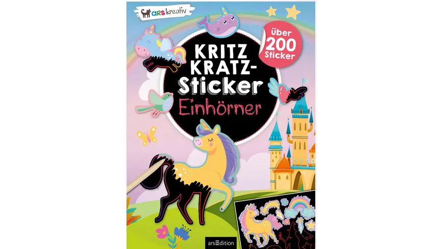 Kritzkratz-Sticker Einhörner - Über 200 Sticker