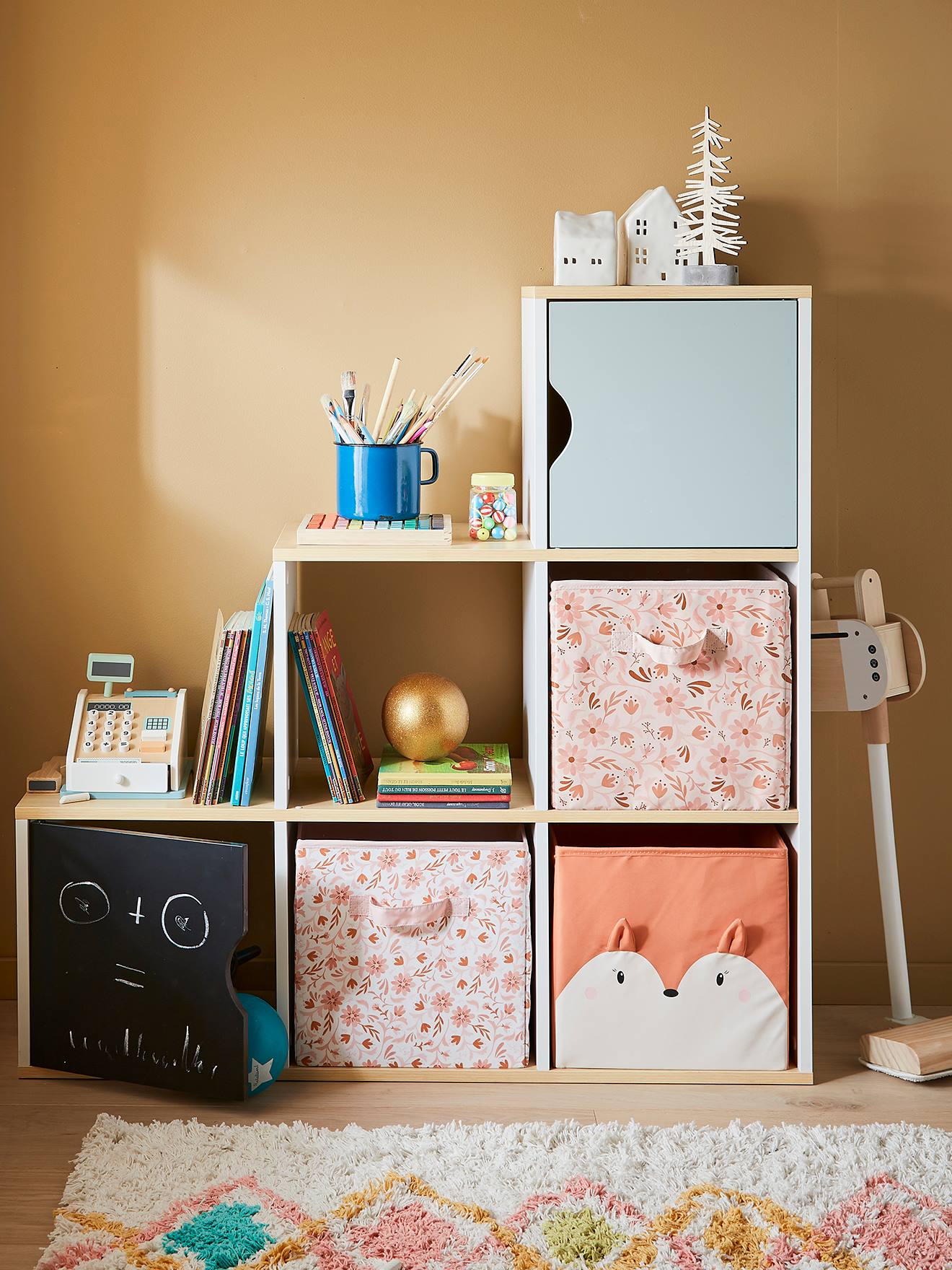 Vertbaudet Kinderzimmer 3er-Set Aufbewahrungsboxen BLUMENZAUBER - rosa