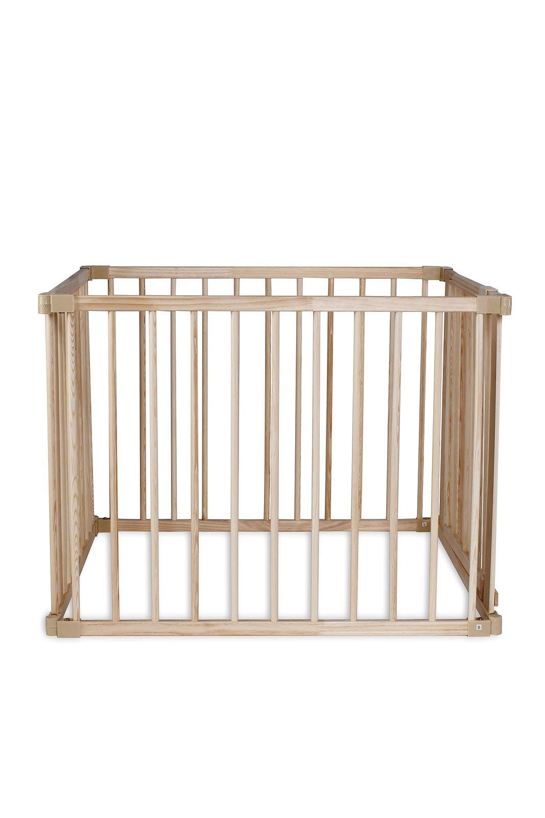dibea Laufgitter Baby-Laufstall, Holz-Laufgitter (4-tlg), mit Tür, Höhe 68 cm, 4 Elemente je 90 cm x 68 cm