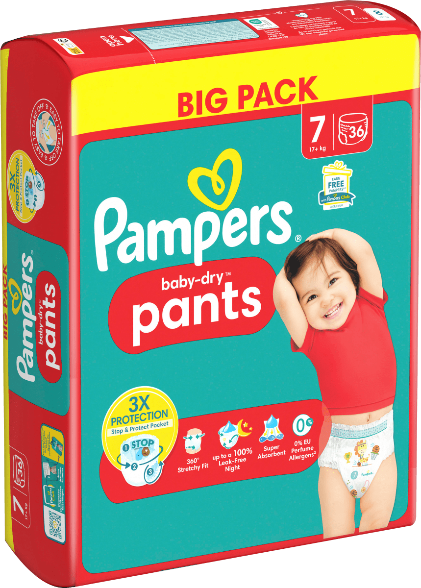 Baby Pants Baby Dry Gr.7 Extra Large (17+kg), Big Pack, 36 St